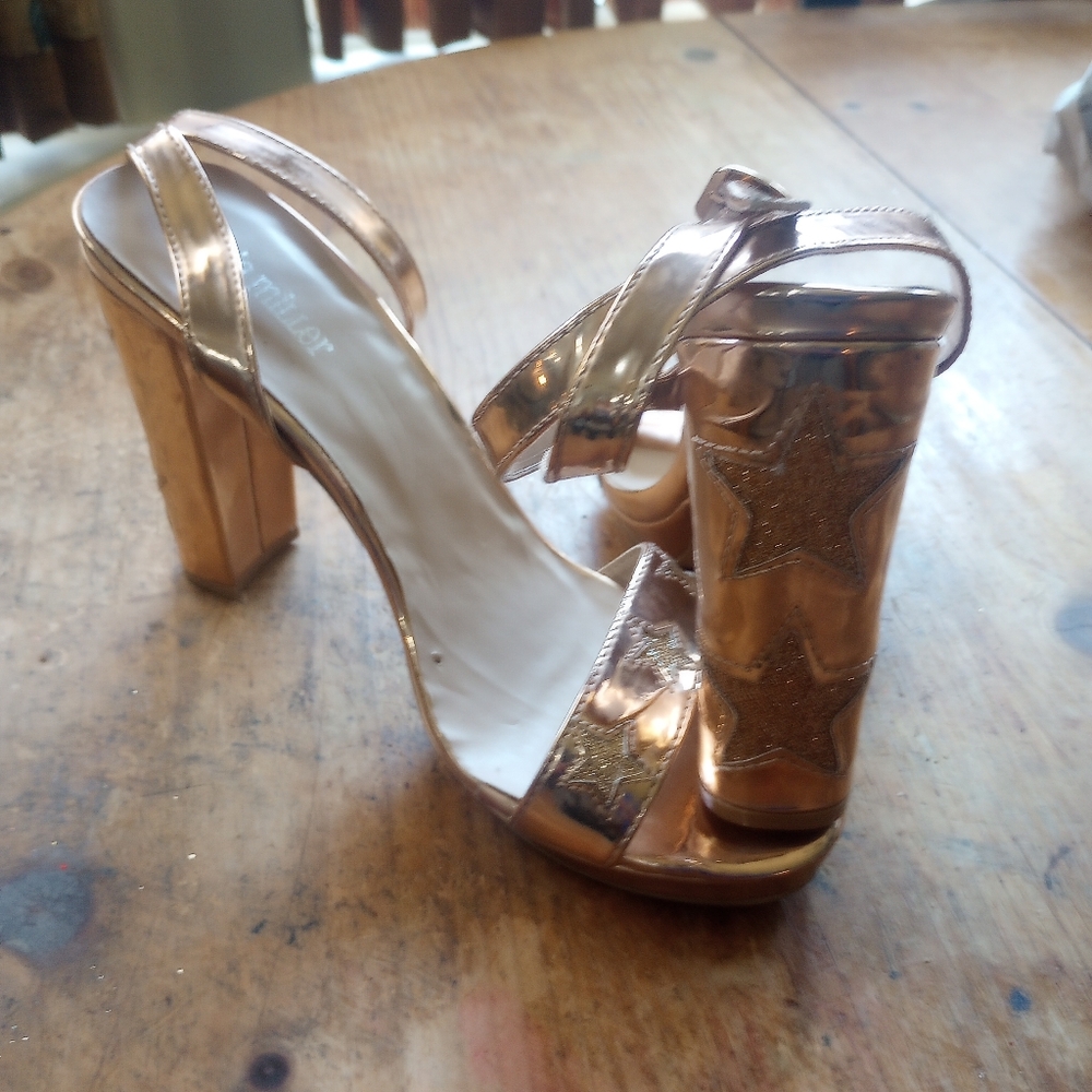 Olivia Miller Gold Heels with Chic Ankle Strap